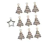 STOBOK 10 Pcs Christmas Ornaments - Xmas Tree Pendants & Rhinestone Charms for Jewelry Making