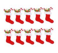STOBOK 10pcs Christmas Embroidery Patch Jacket Motif Applique Yule Decor Festival Embroidered Patch Iron-on Patch Chirtmas Decoration White Stocking Non-Woven Fabric Clothing Decor