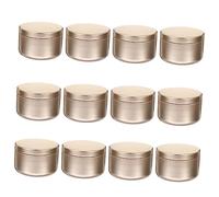 STOBOK 12Pcs 2Oz Candle Jars with Lids Small Round Metal Containers for Candle Making Essential Oil Storage and Travel Packing