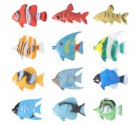 STOBOK 12pcs Tropical Fish Figure Play Set Mini Sea Ocean Animals Plastic Vivid Simulation Fish Toys for Kids Learning Educational Toys Party Favors Landscape Aquarium Decorations