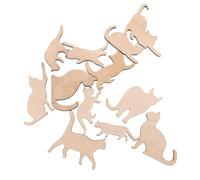 STOBOK 12pcs Wooden Cat Wood Chips Halloween Cutouts Unfinished Animal Cutouts Pet Themed Party Decoration Cat Shaped Hanging Ornaments Cat Wooded Chips Wooden Pendant DIY Craft Accessory