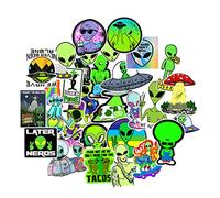 STOBOK 150Pcs Alien Cartoon Stickers Pack - Waterproof Vinyl Decals for Laptop, Notebook, Water Bottle, Skateboard, Guitar, Travel Case - Assorted Colors