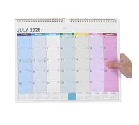 STOBOK 18 Monthly Wall Calendar 2025.7-2026.12 Colorful Hanging Planner Desk Calendar with Multi Country Holiday For Office Home School 38cm