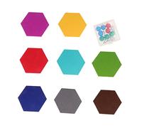 STOBOK 18pcs Hexagon Felt Wall Sticker Memo Board Set Self-Adhesive 5mm Thick Felt Tiles and 10 Round Cork Push Pins for Classroom and Home Decoration