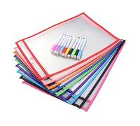 STOBOK 20-Piece Reusable PVC Dry Erase Pocket Storage Bags Sewing Document Holders for Teaching and Office Use