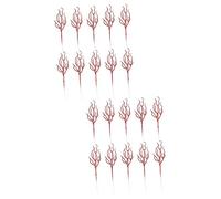 STOBOK 20pcs Christmas Glitter Leaves Artificial Xmas Leaf Decorations for Garland Wreath and Vase Festive Ornaments for Holiday Home Decor and Photography Prop