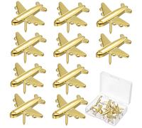 STOBOK 24pcs Sturdy Metal Airplane Shape Push Pins Bulletins Board Decorative Pushpin for Art Office Home