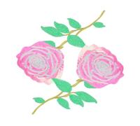 STOBOK 2pcs Floral Rose Embroidered Patches Sequins Iron Sew Applique for Clothing Jeans T-Shirts Vintage-Inspired Embellishments