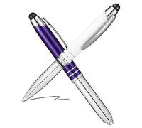 STOBOK 2pcs Multi-functional Metal Ballpoint Pens with Capacitive Stylus and Clip-on Design for Office and Study, Back to School Decor with Black Ink and LED Light