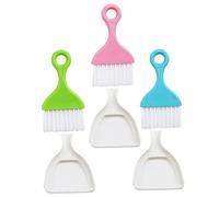 STOBOK 3 Sets Mini Plastic Desktop Dustpan and Brush Set Household Cleaning Tool Portable for Office Table Keyboard Children’s Housework Ergonomic Handle