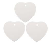 STOBOK 3pcs Heart-Shaped Ceramic Blanks Pendants Diy Hanging Craft Tags Graffiti Ceramic Baubles to Paint Decoration and Craft Projects with Random Strings 7.4 Cm