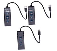 STOBOK 3pcs Port Usb Hub Adapter Multi Usb Splitter for Rapid Data Transfer Overload Play Compatible for Laptops Desktops and Devices Black