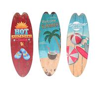 STOBOK 3pcs Wooden Surfboard Sign Surfboard Shape Coastal Plaque Wall Sign Plaque Nautical Beach Theme Wall Art Hanging Decor Tiki Bar Decoration