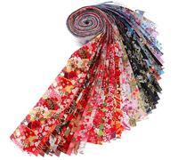 STOBOK 40pcs Japanese Sewing Patchwork Fabric Jelly Strips for Quilting DIY Crafts Panels Squares Bundle Fabric Vintage Flowers Cotton 6.5x50 cm