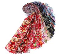 STOBOK 40pcs Japanese Sewing Patchwork Quilt Squares Fabrics Panels for Quilting Winter Quilting Squares Bundle Fabric Vintage Strips Flowers Cotton Baby
