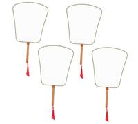 STOBOK 4pcs Blank Folding Fan: Decorative Round Silk Chinese Hand Fan Portable DIY Embroidery Painting Writing Craft - for Kids Summer Art Projects Needlework