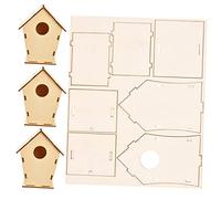 STOBOK 4pcs Diy Wooden House Ornaments Christmas Home Decor Unpainted Xmas Adornments Christmas Tree Decorations