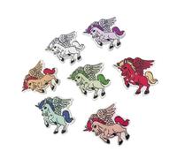 STOBOK 50 Pcs 31x28mm Mixed Color Unicorn Wood Buttons 2 Holes Decorative Sewing Crafting Buttons for Clothing DIY Embellishments