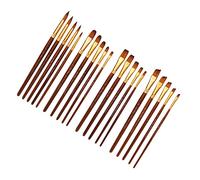 STOBOK 5pcs Flax-Stem Acrylic Oil Painting Brush Set Two-Colour Nylon Bristles Flat Tip Wood Handle for Artists and Students Painting Drawing Kit