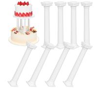 STOBOK 8PCS Cake Dowels for Tiered Cakes, 17CM Roman Column Cake Pillars Plastic Reusable Cake Support Rod, Cake Tier Supports for Multi-Layer Construction Supporting, Wedding Cake Stand