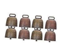 STOBOK 8pcs Cowbells Lost Animal Bells for Livestock for Cattle Sheep Pet Use Wear-resistant Hanging Pendants Antique Bronze Red Finish