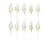 STOBOK Artificial Christmas Glitter Leaves: Simulated Leaf Spray Picks Christmas Tree Poinsettia Flower Stems Branches Picks for Xmas Wreath Wedding Table Centerpiece Decorations, Gold 10pcs