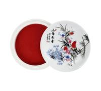 STOBOK Calligraphy Red Inkpad and Chinese Painting Ink Pad for Artists, 7cm Diameter Red Multi-Purpose Ink Pad, Suitable for School and DIY Seal Carving Arts
