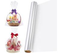STOBOK Cellophane Wrap for Hampers, 40cmx30m Clear Cellophane Wrap Paper 2.5Mil Thick Clear Wrapping Paper for Bouquets, Hampers, Gift Baskets, DIY Packaging for Birthday, Halloween & Christmas