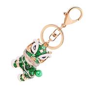 STOBOK Chinese Style Lion Shaped Keychain Pendant Green Alloy Key Holder Bag Accessories Car Decoration Traditional
