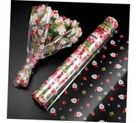STOBOK Christmas Cellophane Wrap Roll| Santa Claus Pattern Paper Wrapper 15. 7 inch x 100, 2. 5 Mil, Crystal Long Film Wrappings Packing Paper for Hampers Flowers Basket Food, Xmas Decor