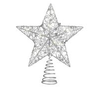 STOBOK Christmas Tree Topper,Star Glittered Lights Xmas Tree-top Lamp Ornament Party Home Christmas Tree Decor,Silver,30CM x 25CM