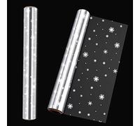 STOBOK Clear Cellophane Wrap Roll,Snowflake Pattern Paper Wrapper 15.7 inch x100 Crystal Long Film Christmas Wrappings Packing Paper for Flowers Craft Basket Bouquet Fruit Food