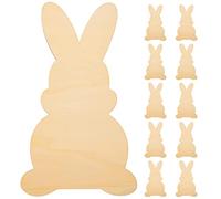 STOBOK Easter Bunny Wooden Cutout 10pcs Unfinished Wood Rabbit Shape Easter Wooden Embellishments Spring Blank Bunny Slice Chips Modeling for DIY Art Crafts E