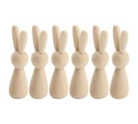 STOBOK Easter Wood Rabbit 6pcs Unfinished Wooden Bunny Blank Painting Rabbit Figurines DIY Wood Animals Puppets Craft Easter Tabletop Decoration Craft Dolls