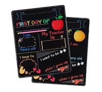 STOBOK First Day and Last Day of School Board Sign, Double Sided Chalkboard, Reusable Back to School Board Photo Props for Kids Boys Girls