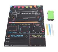 STOBOK First Day of School Blackboard Double-Sided Back to School Chalkboard with Pen and Sponge Wood Sign Reusable Photo Props Kids Decor