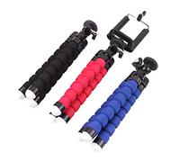 STOBOK Flexible Octopus Mobile Phone Tripod with Holder 3pcs Lightweight Selfie Travel Stand for Smartphone Vlogging in Black, Red, and Blue