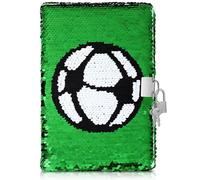 STOBOK Football Notebook with Lock Notebook with Lock Football Pattern Reversible Sequin Notebook with Lock Kids Journal with Lock Diary with Lock for Boys