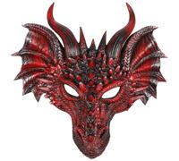 STOBOK Halloween 3D Cosplay Mask, Dragon Costume Cosplay Mask Scary Animal Half Horrible Dragon Facemask for Festival Party Adults Men Kids, Costume Props