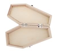 STOBOK Halloween Wooden Coffin Box: Large Unfinished Wood Fillable Hinged Box DIY Keepsake Casket Coffin Ring Pet Casket Wood Tray Locking Halloween Decoration