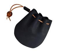 STOBOK Mini Leather Coin Purse Vintage Change Bag Slim Small Wallet with Drawstring for Keys and Receipts Black