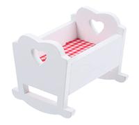 STOBOK Miniature Crib Beds Doll House Cradle Bed Mini Doll House Mini Bassinet Bed Bassinet for Baby Wood, Cloth Toy White Wooden Miniature Crib Cradle