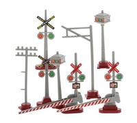 STOBOK Model Train Traffic Sign Set with Signal Lights and Poles for Diy Toy Train Scenes and Railroad Accessories