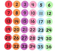 STOBOK Numbered Circles 10Cm Round Carpet Spots for Classroom Learning and Kids Games Coloured Floor Markers for Early Childhood Education and Activity Training