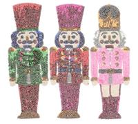 STOBOK Nutcracker Iron on Patches Christmas Patches for Clothing Backpack Sequin Nutcracker Embroidered Applique DIY Sewing Repair Patch 3pcs