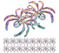 STOBOK Pack of 20 Colourful Spider Pendants DIY Charm Web Pendant for Jewellery Making Cobwebs Halloween Spider Charm Findings for DIY Jewellery Making Alloy
