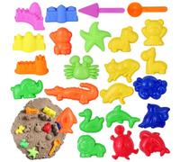 STOBOK Sand Molds Beach Toys for Toddlers Kids, 27pcs Sandbox Toy Set with Animals Sea Creatures Mini Castles Building, Kinetic Play Sand Pit Tools Kit, Summer Outdoor Fun Building(Random Color)