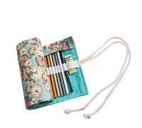 STOBOK Slim Pencil Case with Filled Design Pastel Stationery Bag Canvas Pencil Roll Wrap for Artists