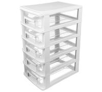 STOBOK Stacking Chest Five Layer Drawer Cabinet White Plastic Compact Storage Drawer Unit Underwear Sock Bra Organizer Box Bin for Home Desktop Office Closet Cabinet