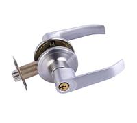 STOBOK Stainless Steel Three-bar Interior Handle Lock with 3 Keys, Bathroom and Bedroom Door Lever Lock for Wood Doors, Silver Finish Compatible with 30-50mm Thickness